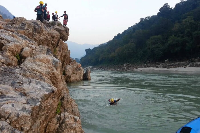 One of the popular activities in Rishikesh is cliff jumping