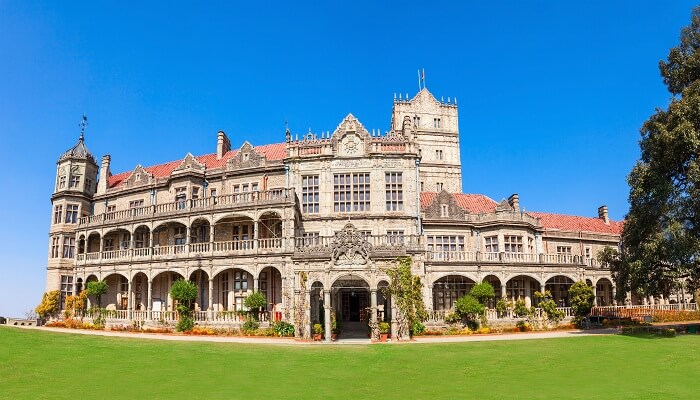 The garden and the main building at the Indian Institute of Advanced Studies in Shimla