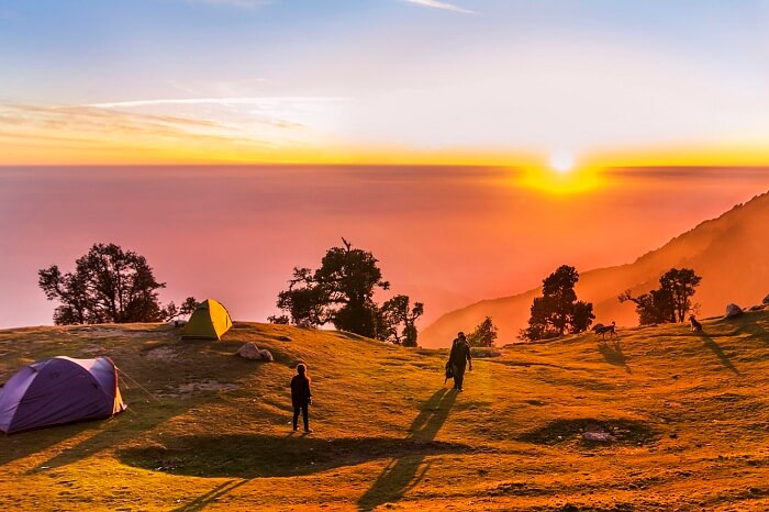 A beautiful sunrise at one of the camp sites near Mcleodganj