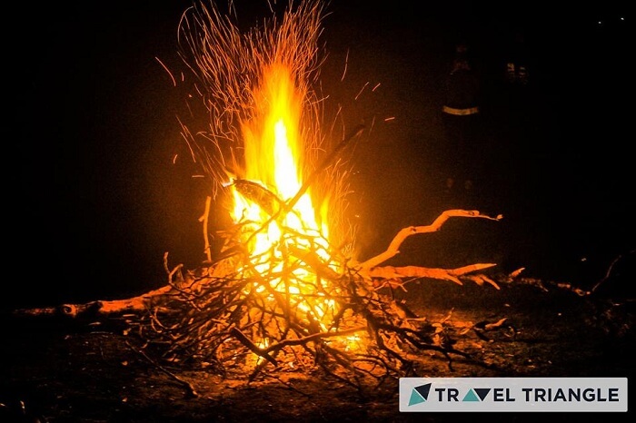 Bonfire celebration in Triund