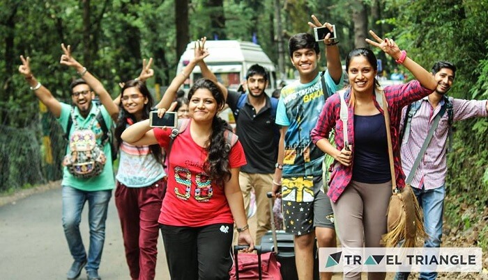 Group of people trekking in McLeodganj