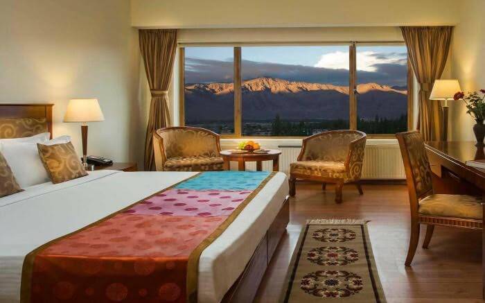Scenic view of Himalayas from a room of Grand Dragon