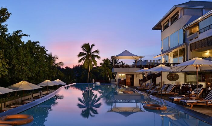 Pool area of Turtle on the Beach Resort - One of the best resorts in Kovalam