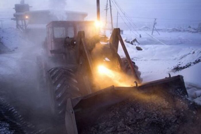 Roads being thawed using hot coal in Oymyakon in winters