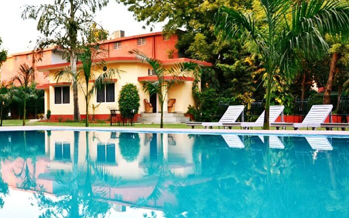Swimming pool at Ankur Resort in Sawai Madhopur