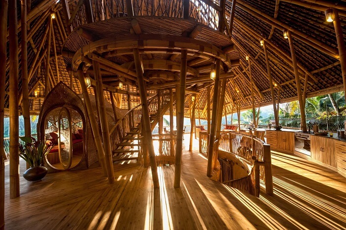 The interiors of the Bamboo House in Bali