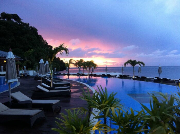 Beachfront views from the Buccament Bay Resort