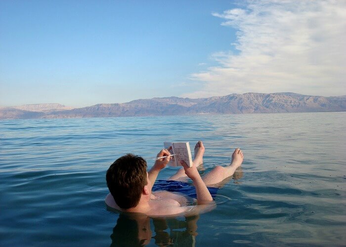 Float on the dead sea in Jordan