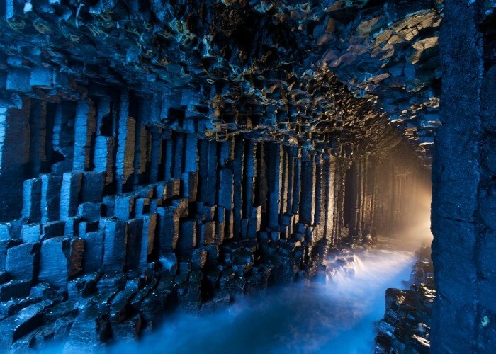 Symmetrical square caves in Scotland