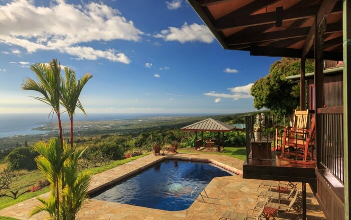 Pool deck at Holualoa Inn