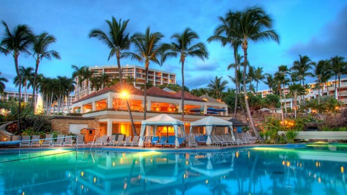 Poolside views of the grand Hotel Wailea