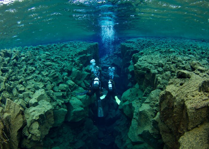 Adventurous Silfra rift in Iceland