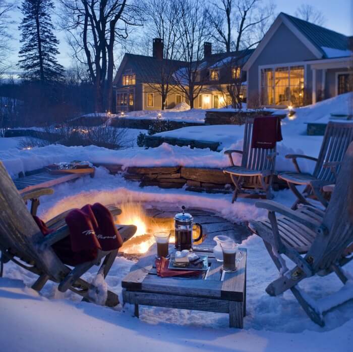 A cozy fire pit at the Twin Farms