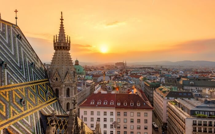 Sunrise in Vienna, one of the best honeymoon destinations in Europe in Winter