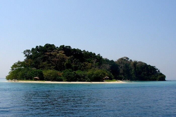 A distant view of the Jolly Buoy island that is a part of the Mahatma Gandhi National Park