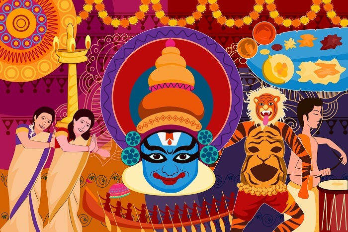 A vector depicting the diverse culture of Kerala