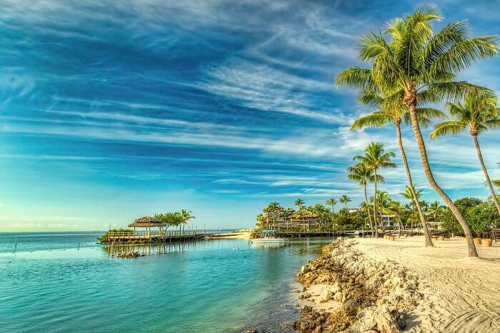A view of a chic beach resort at Islamorada