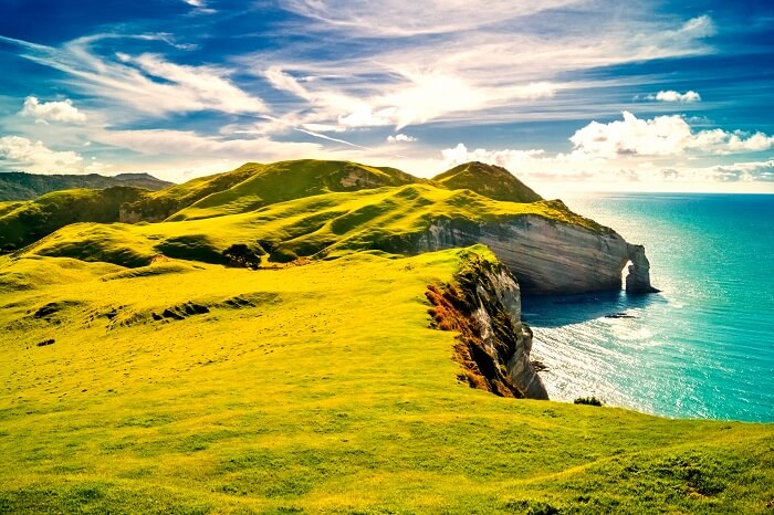Sunlit Dingle coast in Ireland