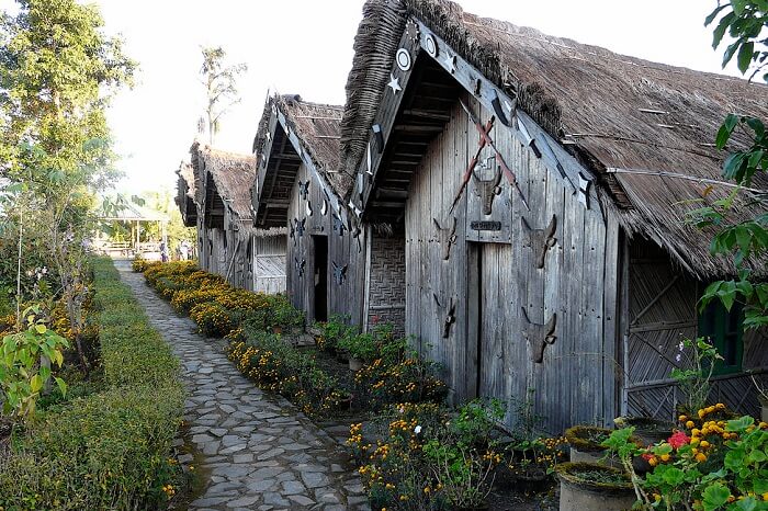 Identical homes in the tourist village of Touphema in Nagaland