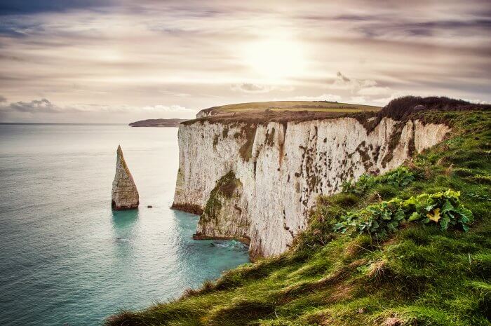 The white cliffs of Kingsgate Beach in UK