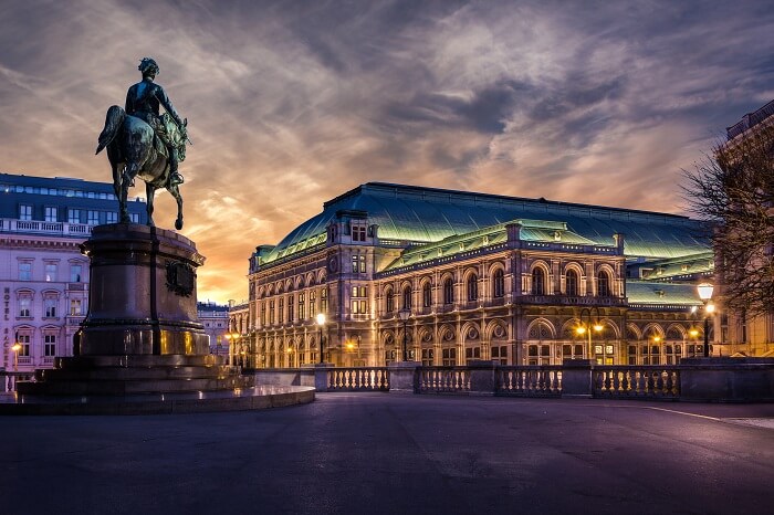 A snap of the iconic Vienna state opera at dawn in Austria