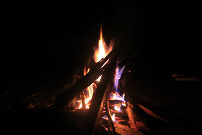warming up before the roaring bonfire