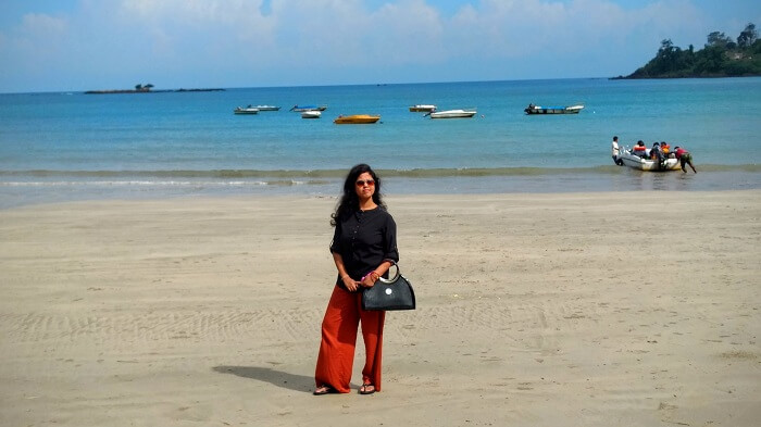 Asits wife on a beach in Andaman