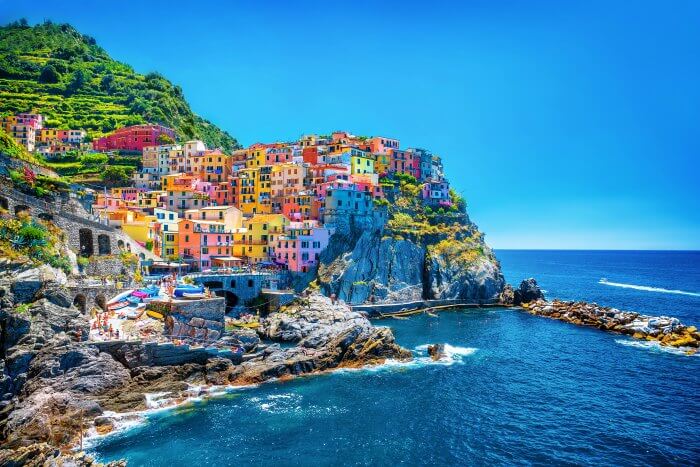 The colourful houses on the port of Italy