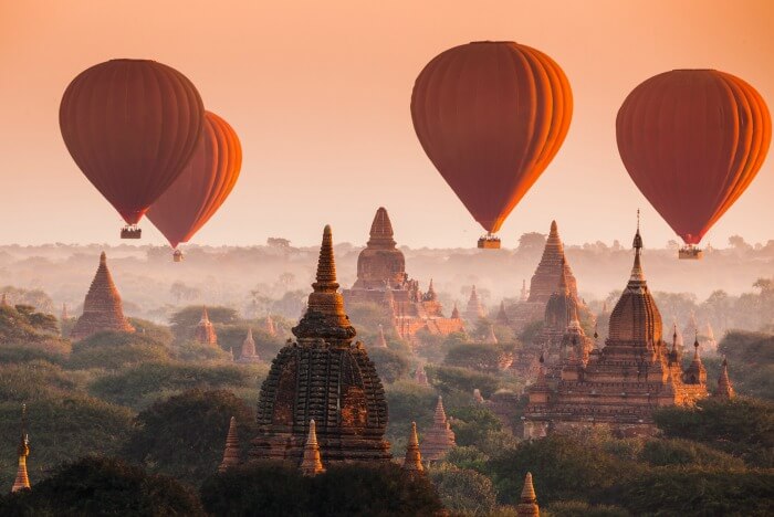 Hot air balloons in Myanmar