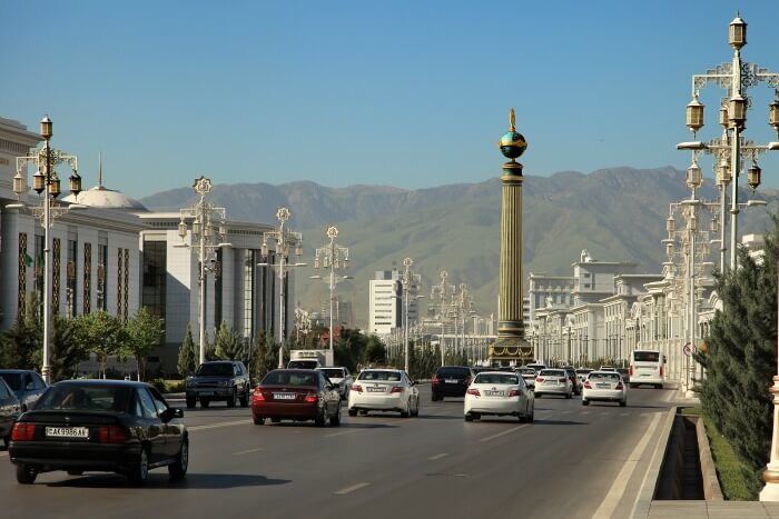 The splendid roads in Turkmenistan with a view of the hills beyond