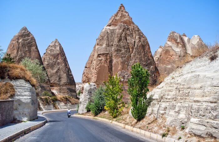 The roads in Turkey weaving through the caves of Cappadocia