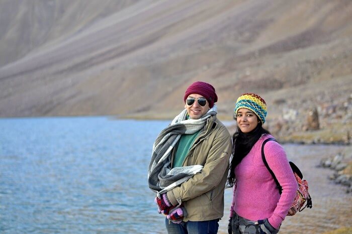Avneet and her friend at Chandratal Lake
