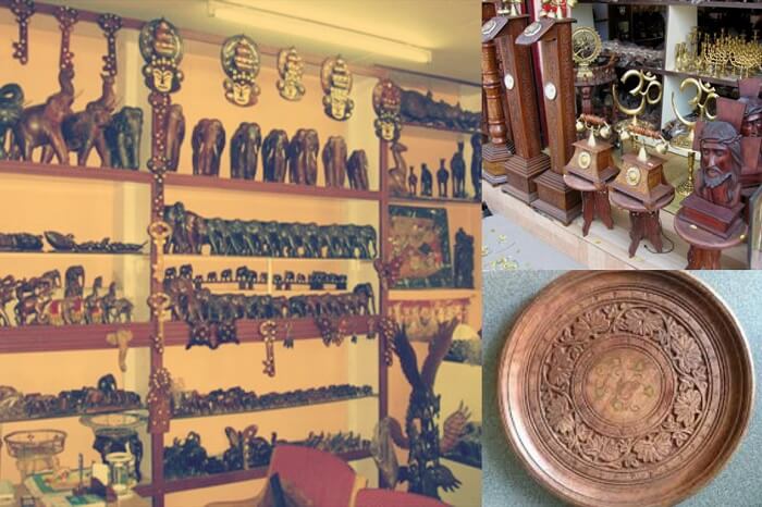 Multiple snaps taken at the Pulickatti handicrafts shop in Alleppey