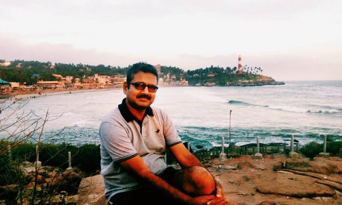 anuj at Vizhinjam beach in kovalam