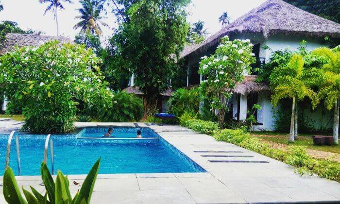 the pool at our hotel in kovalam