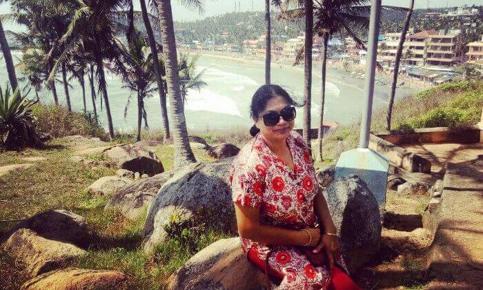 posing before the kovalam beach