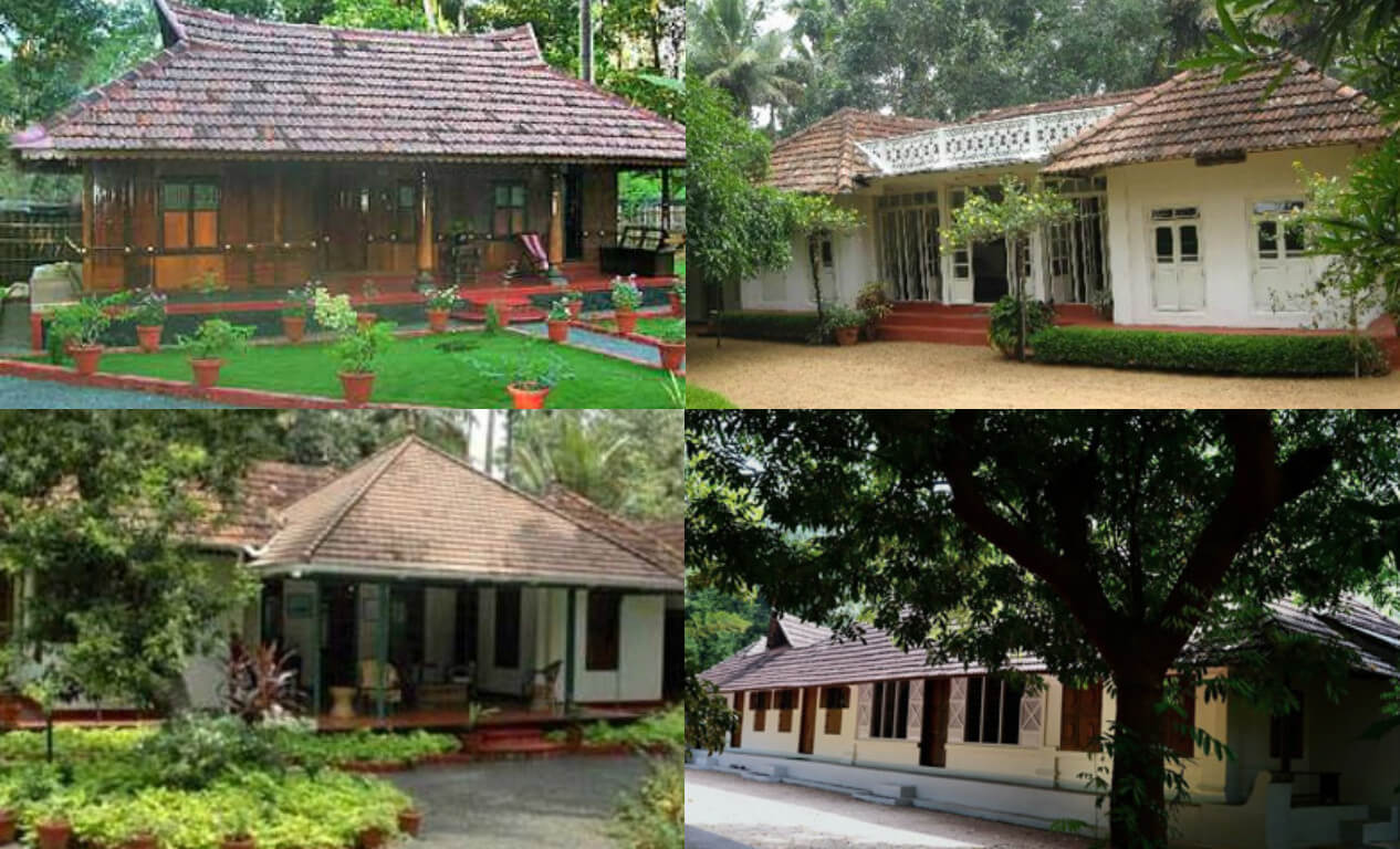 Various accommodation options at the Aymanam Village Resort in Kumarakom