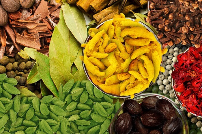 The various spices available at the Hindustan Spices and Herbals