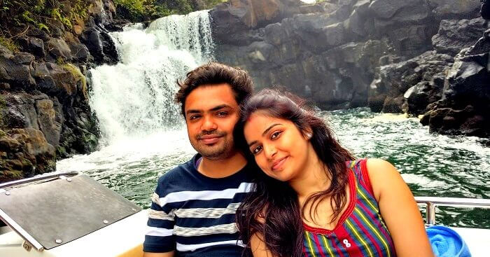 Sagar and his wife on a romantic trip to Mauritius