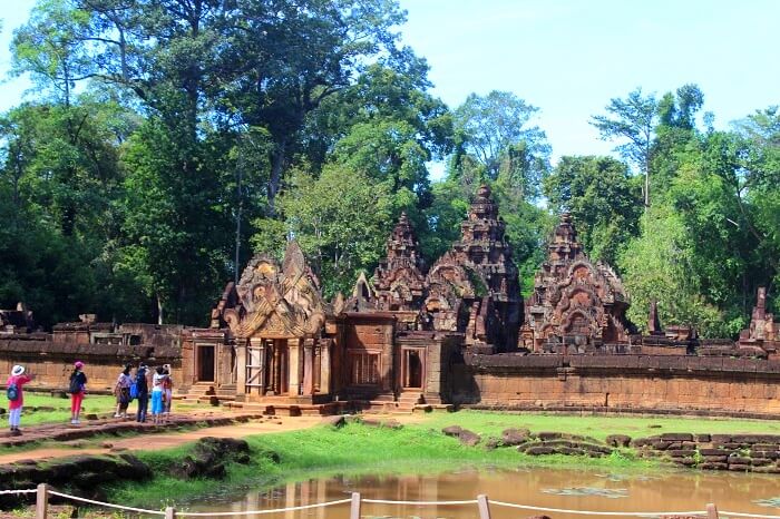 Tourists doing sightseeing in Cambodia