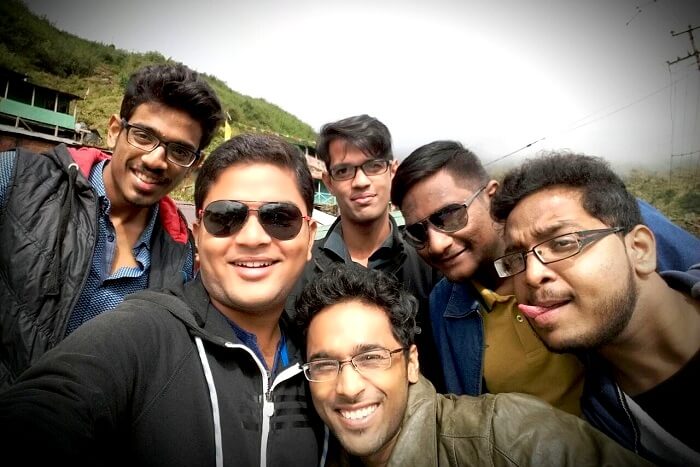 Aman and his friends near Baba Mandir