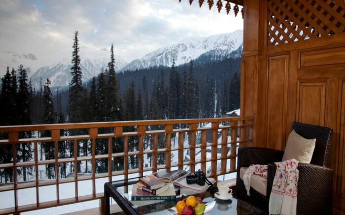 View from the sitout area in Khyber Himalayan Resort & Spa in Gulmarg