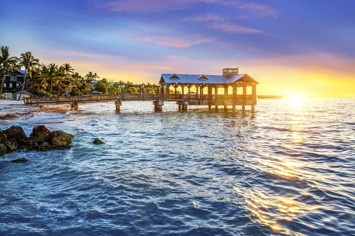 Pier at the beach in Key West in florida Keys