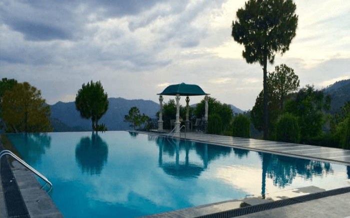 Pool view from the Surya Luxury Spa & Resort which is considered among the best honeymoon resorts in India