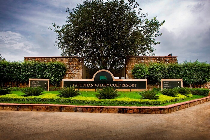 A view of the drive-in at the Tarudhan Valley Golf Resort in Manesar