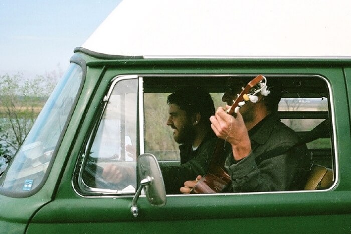 Musicians enjoying their ride on their way to Boston