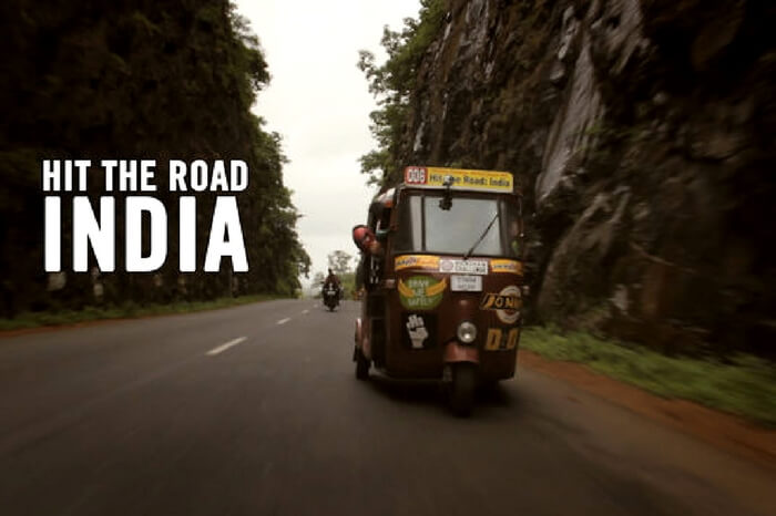 An autorickshaw in a still from the movie Hit the Road: India