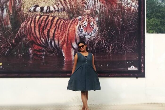 standing outside our hotel in Jim Corbett