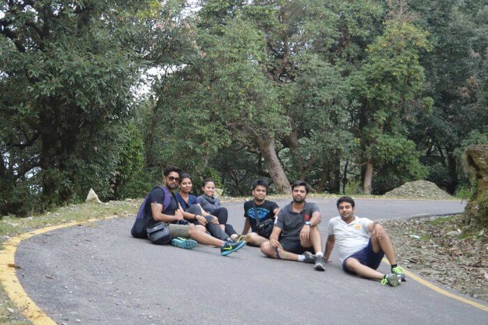 the gang trekking to campsite in bir