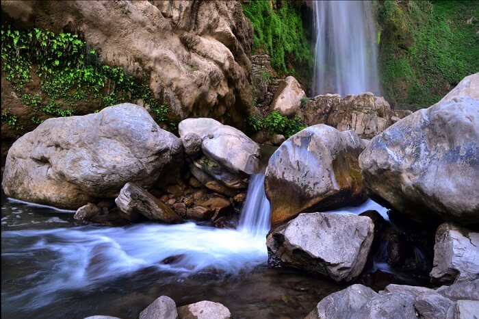 A beautiful snap of the flowing water at the Tiger Falls in Chakrata